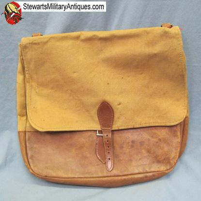 WWI US ARMY OFFICER NAMED MUSETTE CARRYING SHOULDER BAG WITH LEATHER BOTTOM