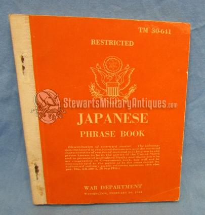 Stewarts Military Antiques - - US WWII Manual, Japanese Phrase