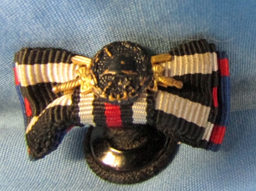 German WWI Four Place Lapel Ribbon & Black Wound Badge Button