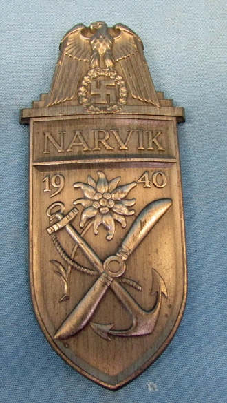 GERMAN WW2 NARVIK SHIELD WITH CLOTH BACKING