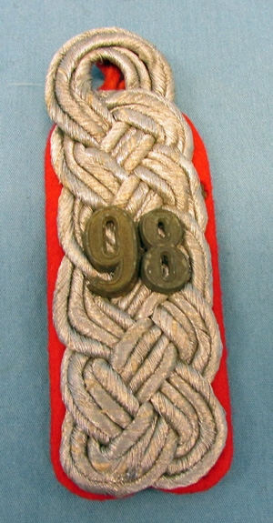 German WWII Army Artillery Major Shoulder Strap, 98th Regiment