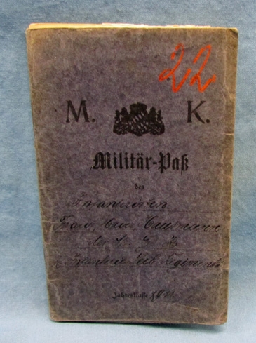 German WWI Bavarian Soldiers Identity Book, MG Kompanie