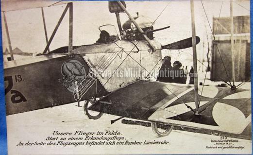German WWI Aviation Postcard, Sanke, Winter Flight