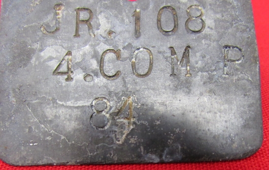 German Pre WWI Rectangular Identity Tag, 108th Saxon Infantry
