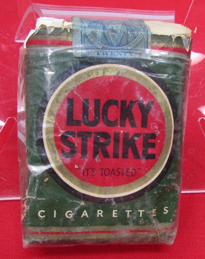 Stewarts Military Antiques - - US WWII Lucky Strike Green Cigarette Package  - $45.00