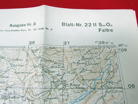 German WWII Army Map, Italian Front,