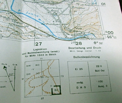 German WWII Army Map, Italian Front,