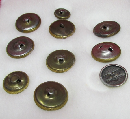 Nine 1920’s Vintage Metal Small Buttons
