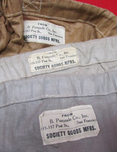 Equipment US Pre WWI, Pasquale Co. San Francisco Storage Bag Lot, 3 ...