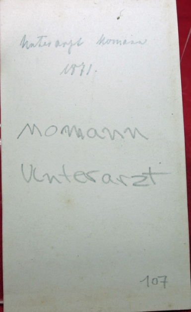 German Franco Prussian War CDV, Unterarzt Momann 1871