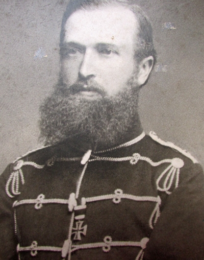 German Franco Prussian War 1870 Era Formal Portrait, Hussar, Iron Cross 2nd Class
