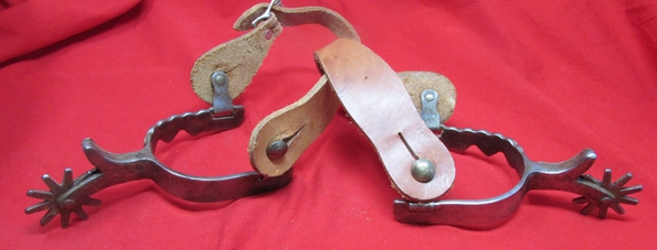 Western Drop Shank Spurs, Silver Heart Decoration