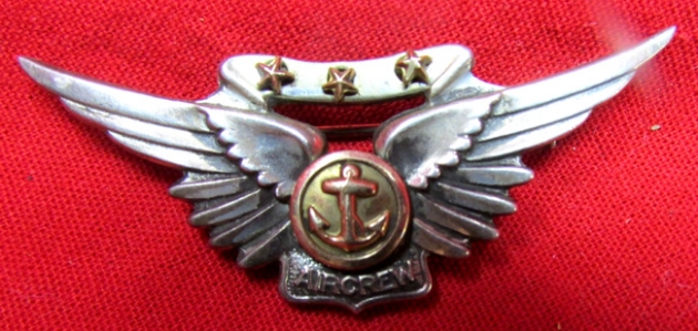 US WWII-Vietnam Era, Navy Combat Aircrew Wings, Sterling, NS Meyer
