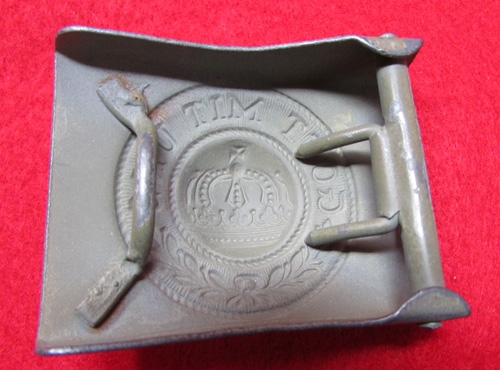 German WWI M915 Prussian Buckle, Olive-Gray Paint