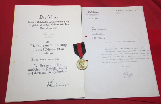 German WWII Czech Occupation Medal and Award Documents, Postman