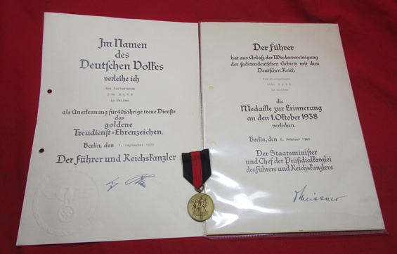 German WWII Czech Occupation Medal and Award Documents, Postman