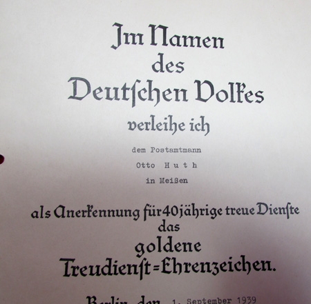 German WWII Czech Occupation Medal and Award Documents, Postman
