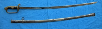 Japanese WWII Company Grade Army Officers Dress Sword, Silver Family Mon Grip