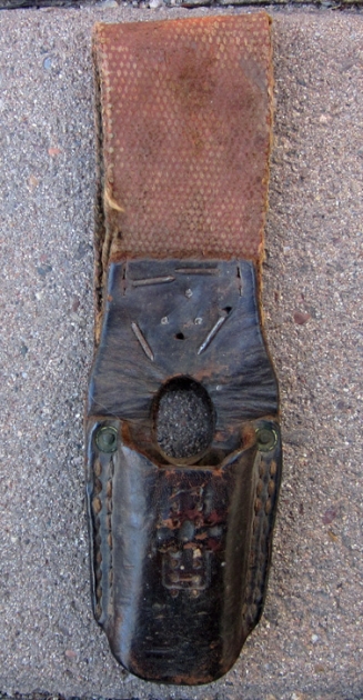 Japanese WWII Leather & Canvas Bayonet Frog, Field Repair