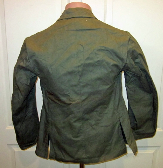 Japanese WWII Imperial Navy Green Cotton Coat, Plain Pockets, Officer Buttons