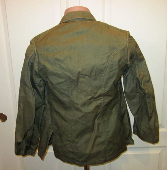 Japanese WWII Navy Green Cotton Uniform, Officer Buttons, Pleated Pockets