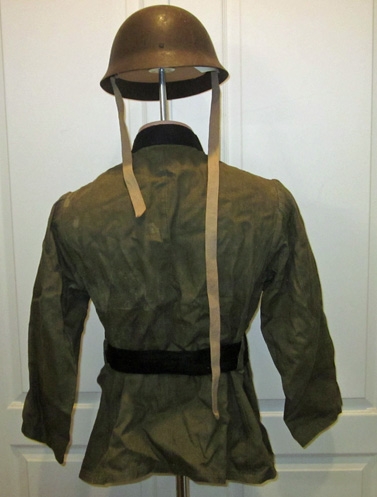 Japanese WWII Civil Defense Uniform Coat, Belt & Helmet