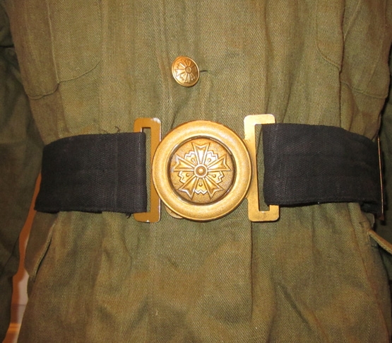 Japanese WWII Civil Defense Uniform Coat, Belt & Helmet
