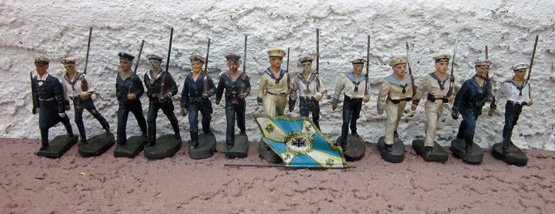 German WWII Kriegsmarine 14 Piece Toy Soldier Lot, Elastolin & Lineol
