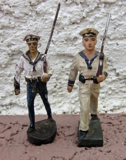 German WWII Kriegsmarine 14 Piece Toy Soldier Lot, Elastolin & Lineol