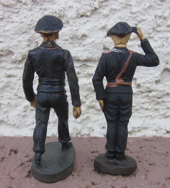 German WWII Era Panzer Crewmen, Two Figures, Elastolin Mfg.