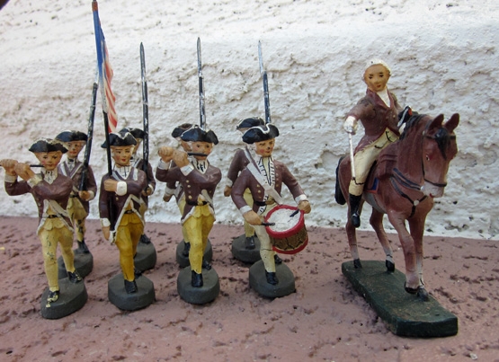 German Composition Toy Soldiers, American Revolution, Elastolin Mfg., 9 Figures