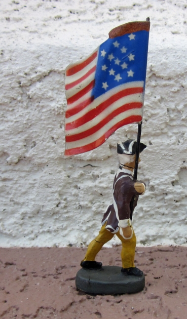 German Composition Toy Soldiers, American Revolution, Elastolin Mfg., 9 Figures