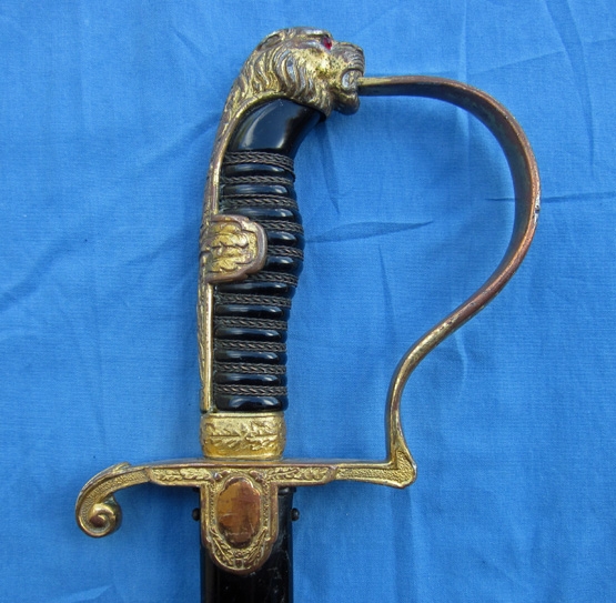 German WWII Heer Officers Sword, Richard Herder Mfg, Lion Head Pommel