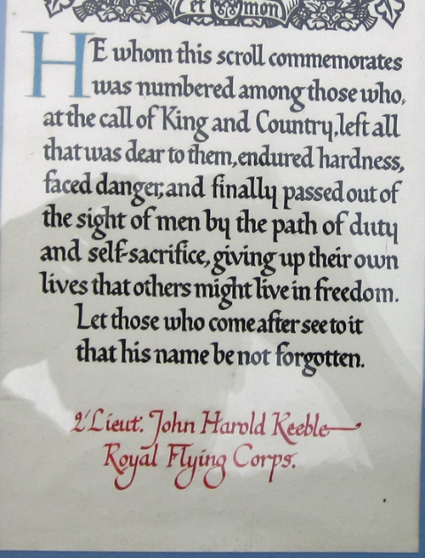 British WWI Royal Flying Corps Pilot Memorial Plaque, 1917
