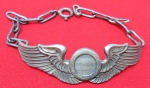 US WWII USAAF Observer Wings, Bracelet, Sterling,