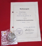 Photo: Medals German German WWII Drivers Badge In Bronze Original LDO Packaging with Award Document