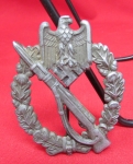 Photo: German WWII Silver Infantry Assault Badge, Hollow Back, BH Mayer, 6.01