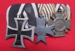 Photo: German WWI 3 Place Medal Bar, EK 2, Prussian War Service Cross, Hindenburg