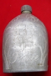 US WWI Trench Art Engraved US Canteen, Verdun 1918, Jane A Kimball Collection
