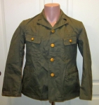 Photo: Japanese WWII Imperial Navy Green Cotton Coat, Plain Pockets, Officer Buttons