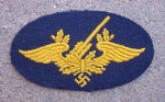 German WWII Yellow on Blue Wool Flak Artillery Patch
