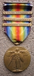 US WWI Victory Medal, Three Clasps, Somme Offensive