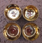 Photo: Japanese WWII Showa Era Imperial Army Sake Cup Lot of 4, Black Body, Kutani Porcelain