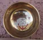 Photo: Japanese WWII Showa Era Imperial Navy Sake Cup, Kutani Porcelain, Red Exterior, Anchor