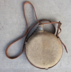 Photo: British WWI Era, Officers Private Purchase Drum Canteen, Leather Sling
