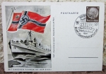 German WWII Postcard, Mit Unseren Fahnen ist der Sieg! Navy E-Boot, Hitler's B'day 1941 Cancel
