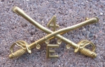 Photo: US Pre WWI Army Cavalry Collar Emblem, Pinback, E Troop, 4th Rgt.