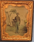 Photo: US Civil War 1/4 Plate Ferrotype, Full Case, Benton Barracks Backdrop