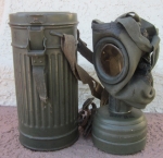 Photo: German WWII M30 Wehrmacht Gasmask Canister & Mask