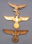 Photo: German WWII Visor Hat Eagle Lot, Three Pieces